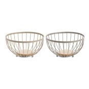 Fruktskl Home ESPRIT Beige Rosa Metall Gummitr 25 x 25 x 13 cm