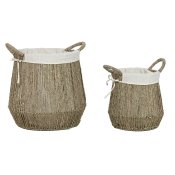 Tvttkorg Home ESPRIT Vit Naturell Havsalger 43 x 43 x 48 cm (2