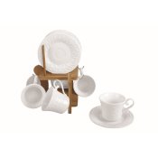 Set med kaffekoppar Home ESPRIT Vit Bambu Porslin 200 ml
