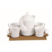 Set med kaffekoppar Home ESPRIT Vit Bambu Porslin