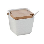 Sockerstrare Home ESPRIT Vit Naturell Bambu Porslin 10,5 x 9 x