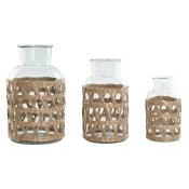 Vas Home ESPRIT Naturell Glas 18,3 x 18,3 x 30 cm (3 Delar)
