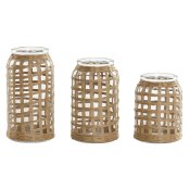Set med 3 Vasar Home ESPRIT Naturell Glas 11 x 11 x 21 cm (3 Del