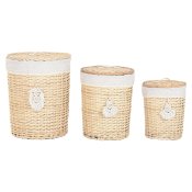 Tvttkorg Home ESPRIT Naturell vide Boho 45 x 45 x 55 cm 3 Delar