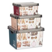 Set med stapelbara frvaringsldor Kipit Vintage Plast Vintage