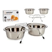 Matskl fr husdjur Double 16,3 x 8 x 34,5 cm Silvrig Rostfritt