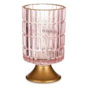 LED-lykta Rnder Rosa Gyllene Glas (10,7 x 18 x 10,7 cm)