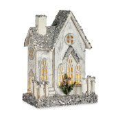 Prydnadsfigur Krist+ Vit Gr Glitter Hus Jul 24,5 x 32 x 12 cm L