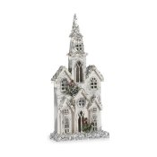 Prydnadsfigur Krist+ Vit Gr Glitter Hus Jul 25,5 x 56,5 x 9,5 c
