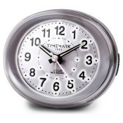 Analog Vckarklocka Timemark Silvrig LED Ljus Tyst Snooze Nattl