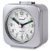 Analog Vckarklocka Timemark Silvrig Tyst med ljud Nattlge