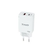 Vggladdare TooQ Cargador de Pared GaN USB-C/PD + USB-A/QC 45W,