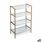 Bokhylla Confortime Vit Brun 4 Hyllor Bambu 70 x 35 x 100 cm (2