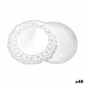 Kakfat Algon Vit 16 x 16 x 1,5 cm Rund (4 Delar) (48 antal)