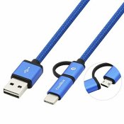 USB-kabel till mikro-USB och USB-C CoolBox COO-CAB-U2MC-BL Bl