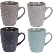 Set med kaffekoppar Excellent Houseware Stengods 300 ml Geometri