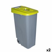 Papperskorg p hjul Denox 110 L Gul 58 x 41 x 89 cm