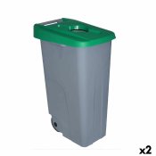 Papperskorg p hjul Denox 110 L Grn 58 x 41 x 89 cm