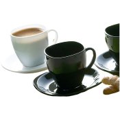 Set med koppar och fat Luminarc Carine N&b Vit Svart Glas 220 ml