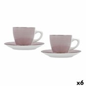 Set med koppar och fat Quid Vita Morning Rosa Keramik (4 Delar)