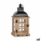 Lykta Svart Metall Tr Brun (14 x 40 x 20 cm) (6 antal)