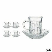 Set med koppar och fat 125 ml Transparent Glas (12 x 9 x 12 cm)