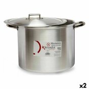 Gryta med lock Silvrig Aluminium 44 x 30 x 35 cm (2 antal)