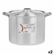 Gryta med lock  34 cm Silvrig Aluminium (2 antal)