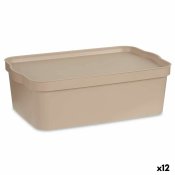 Frvaringslda med lock Kipit TP595-3 Beige Plast 14 L 29,5 x 14