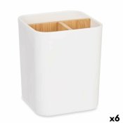 Tandborsthllare Berilo Vit Bambu polypropen 9 x 11 x 9 cm (6 an