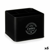 Multifunktionell korg Bestick Svart Metall 18 x 13,3 x 15,3 cm (