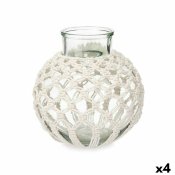 Vas Vit Tyg Glas 25 x 26,5 x 25 cm (4 antal) Makram