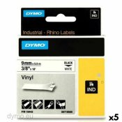 Laminerat Band till Etikettskrivare Rhino Dymo ID1-9 Vit Svart 9