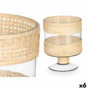 Ljusstakar SG-29685 Transparent Naturell Glas Rattan 15 x 20 x 1