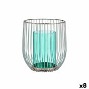 Ljusstakar Gift Decor Bl Silvrig Metall Glas 15 x 17 x 15 cm (8