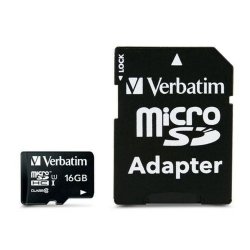 Micro-SD Minneskort med Adapter Verbatim Svart 16 GB