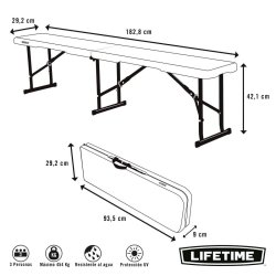Bnk Lifetime Vit Hopfllbar 183 x 42 x 29 cm