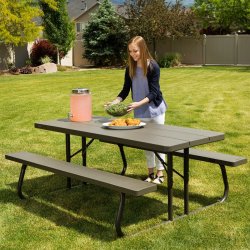 Fllbord Lifetime Tr Brun Picknick Stl Plast 183 x 74 x 145 cm