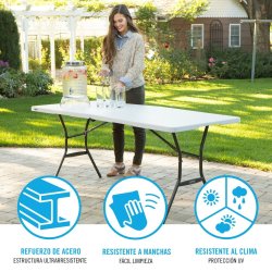 Fllbord Lifetime Vit 185 x 74 x 76 cm Stl Plast