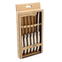 Set med kttknivar Lou Laguiole Rustic Vit Metall 13 cm Ktt (6