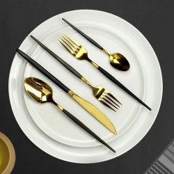Knivset Amefa Soprano Svart Gyllene Metall Rostfritt stl 12 ant