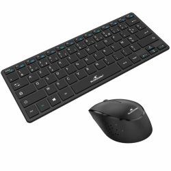 Tangentbord och Mus Bluestork Sans fil Ultra compact Svart