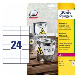 Sjlvhftande etiketter Avery 20 Blad Vit 70 x 37 mm