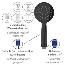 Duschset Wenko Young Line 25451100 Svart matt Rostfritt stl  1