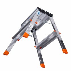 Hoppvikbar trappstege, 2 steg Krause 130020 Silvrig Aluminium