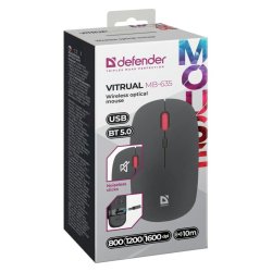 Trdls Mus Bluetooth Defender VITRUAL MB-635 Svart 1600 dpi