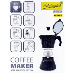 Italiensk Kaffepanna Feel Maestro MR-1667-6 Svart Granit Alumini