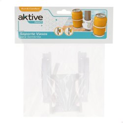 Strandparasoll med mugghllare Aktive 23 x 12 x 8 cm (24 antal)