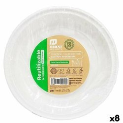 Set med teranvndbara tallrikar Maxi Products Vit Plast  22 cm
