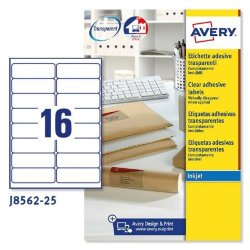 Etiketter till Skrivare Avery J8562 25 Blad 99,1 x 33,9 mm Trans